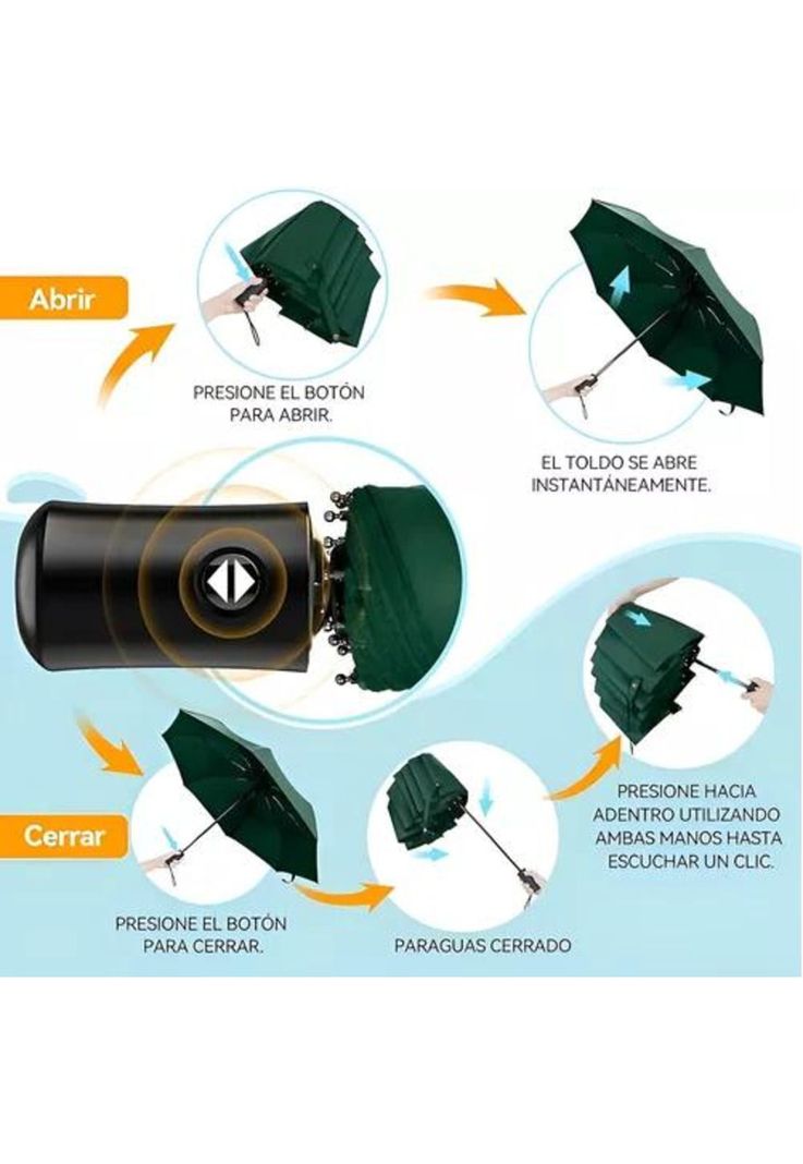 Paraguas lluvia plegable automatico varillas color verde-2