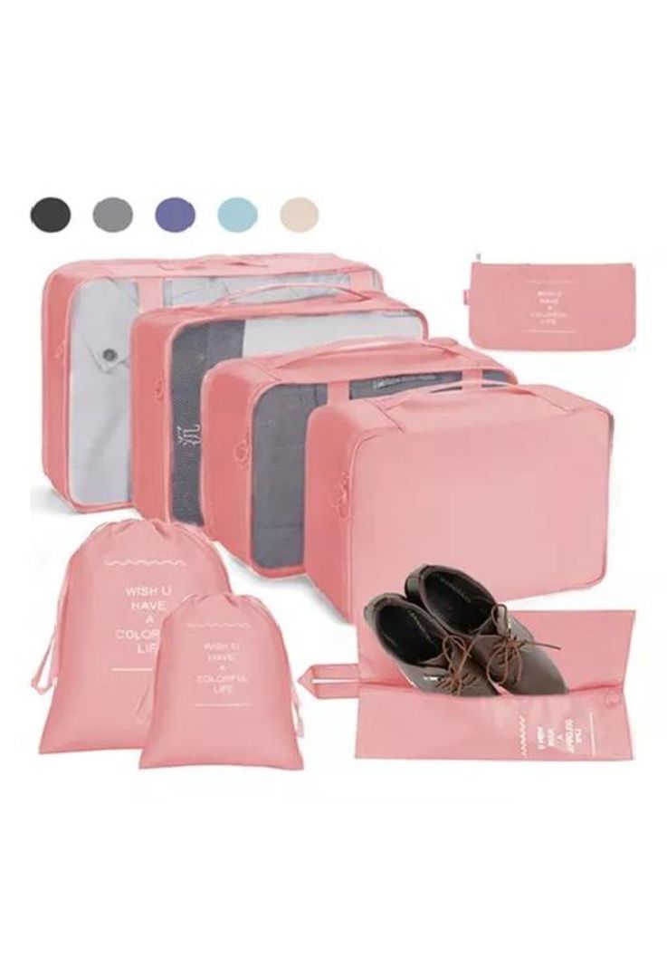 Bolsas de Viaje 8 en 1 - Organizadoras de Viaje para Maleta - Color Rosado-0