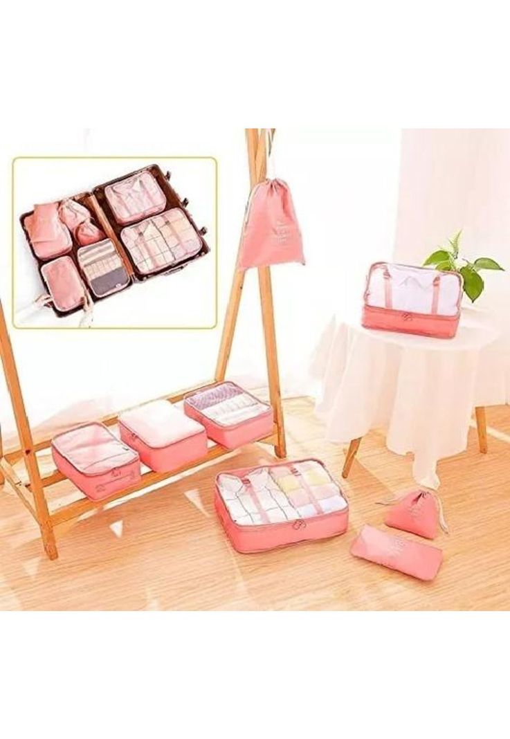 Bolsas de Viaje 8 en 1 - Organizadoras de Viaje para Maleta - Color Rosado-6