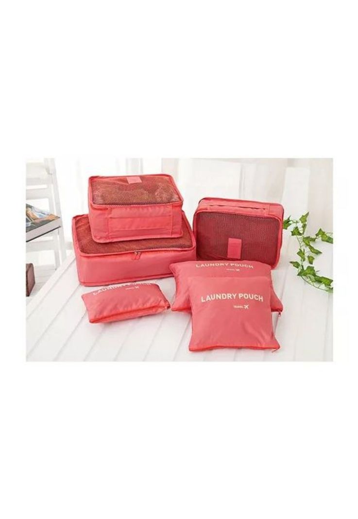 Set de 6 Organizadores de Equipaje de Viaje - Bolsa Ropa Interior - Color Rosado-3