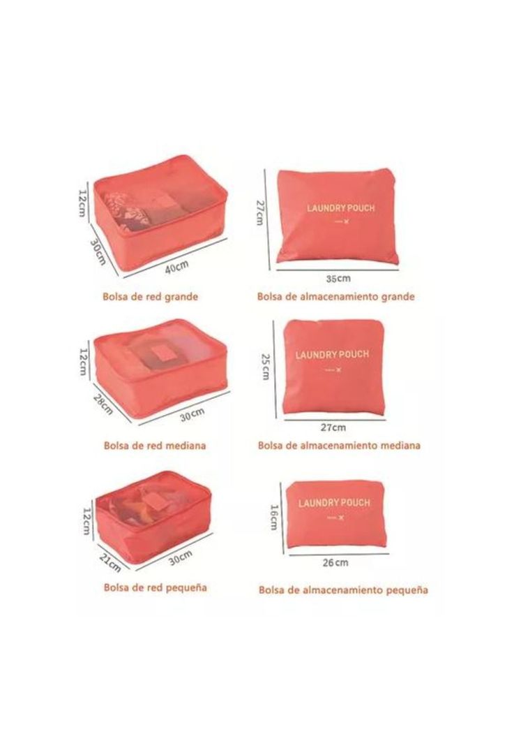 Set de 6 Organizadores de Equipaje de Viaje - Bolsa Ropa Interior - Color Rosado-5