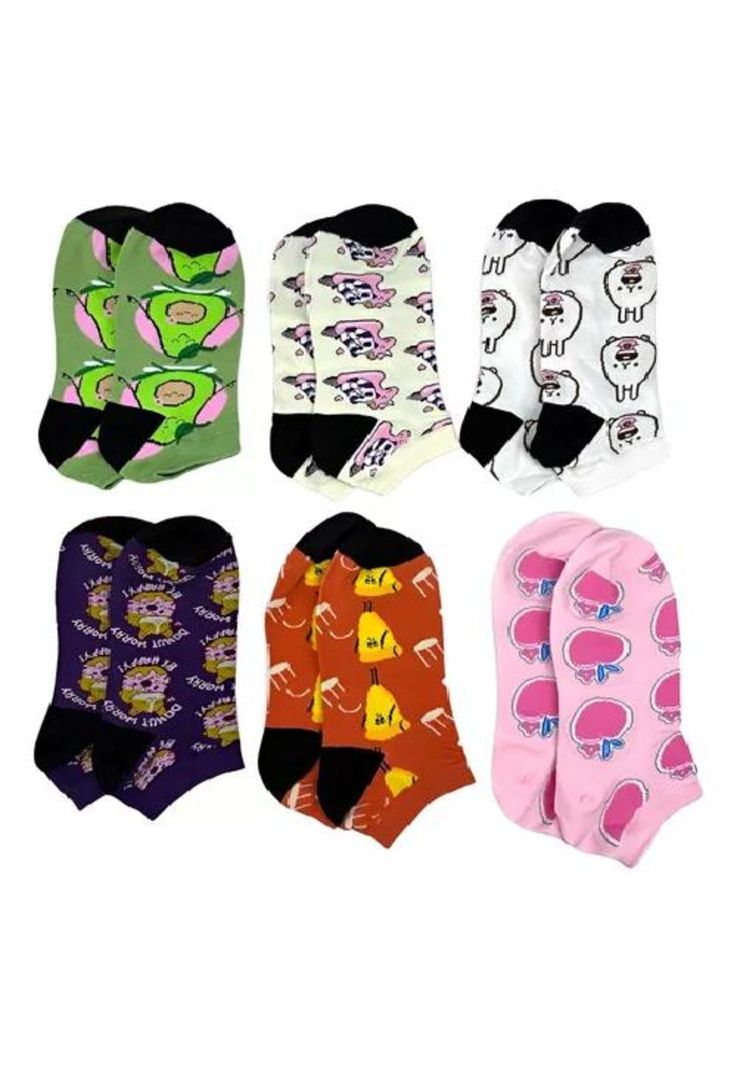 Pack de 12 calcetines para mujer, algodón, con diseños divertidos, multicolor-0