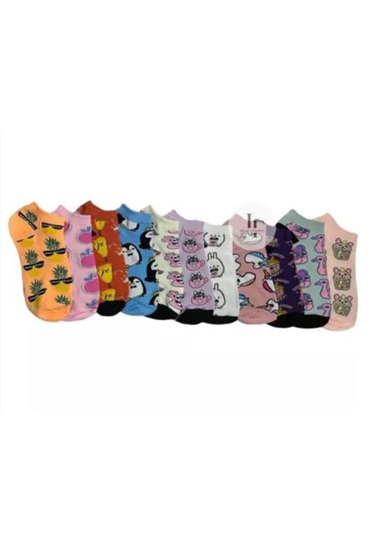 Pack de 12 calcetines para mujer, algodón, con diseños divertidos, multicolor-6