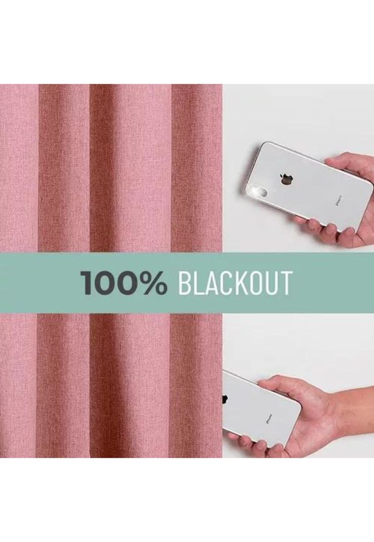 Cortina Blackout 100% 2 Paños 140x220cm Textura Lino Rosado-4
