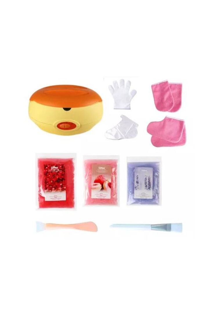 Kit de depilación olla + parafina + guante, color blanco-0