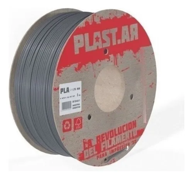 Filamento Impresora 3D Plastar PLA 1.75 mm 1 kg Gris
