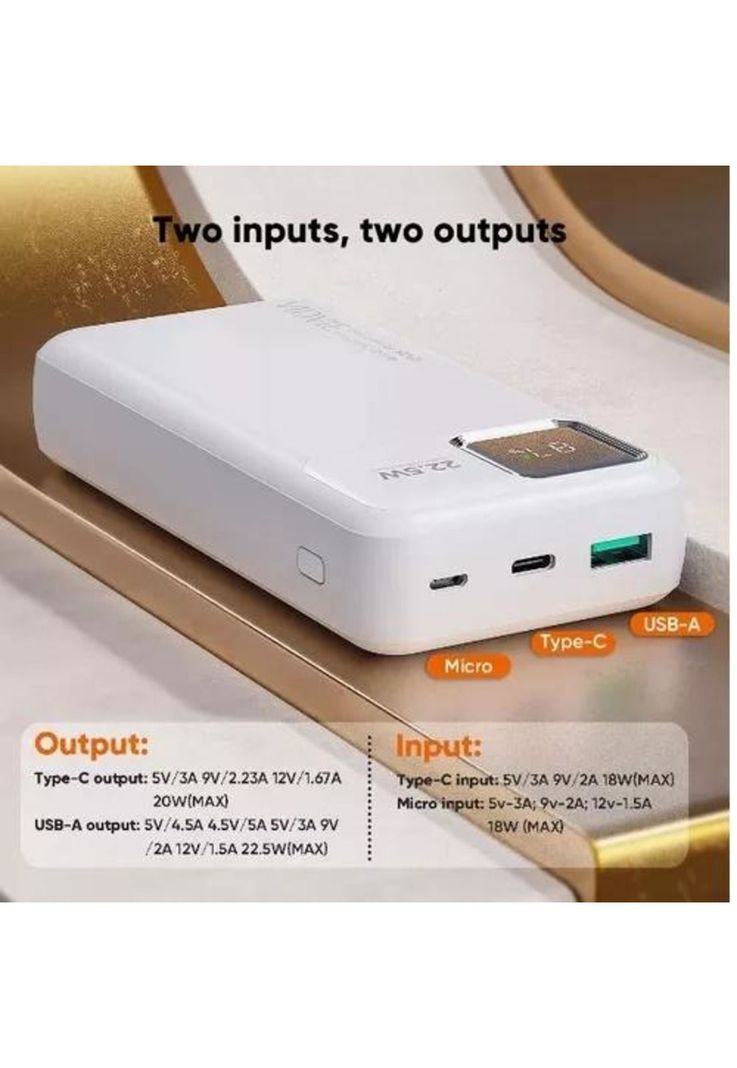 Power bank Vidvie 20,000 mAh, carga rápida, color blanco-3