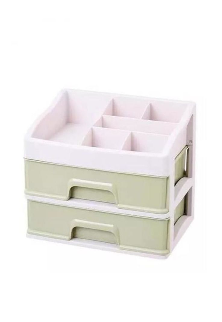 Organizador de cosméticos con 2 cajones para maquillaje, color transparente-0