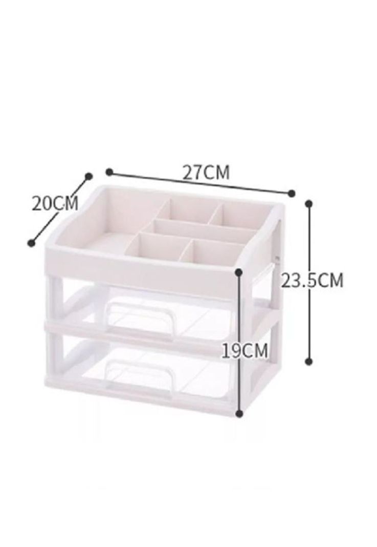 Organizador de cosméticos con 2 cajones para maquillaje, color transparente-1