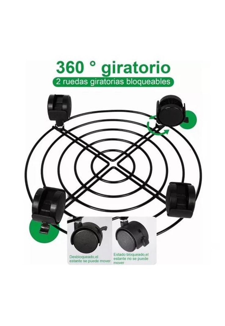 2 Soportes Base para Maceta de Metal con Ruedas-1