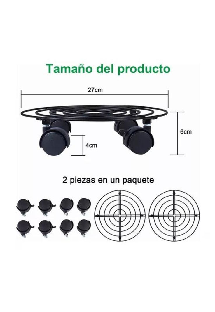 2 Soportes Base para Maceta de Metal con Ruedas-2