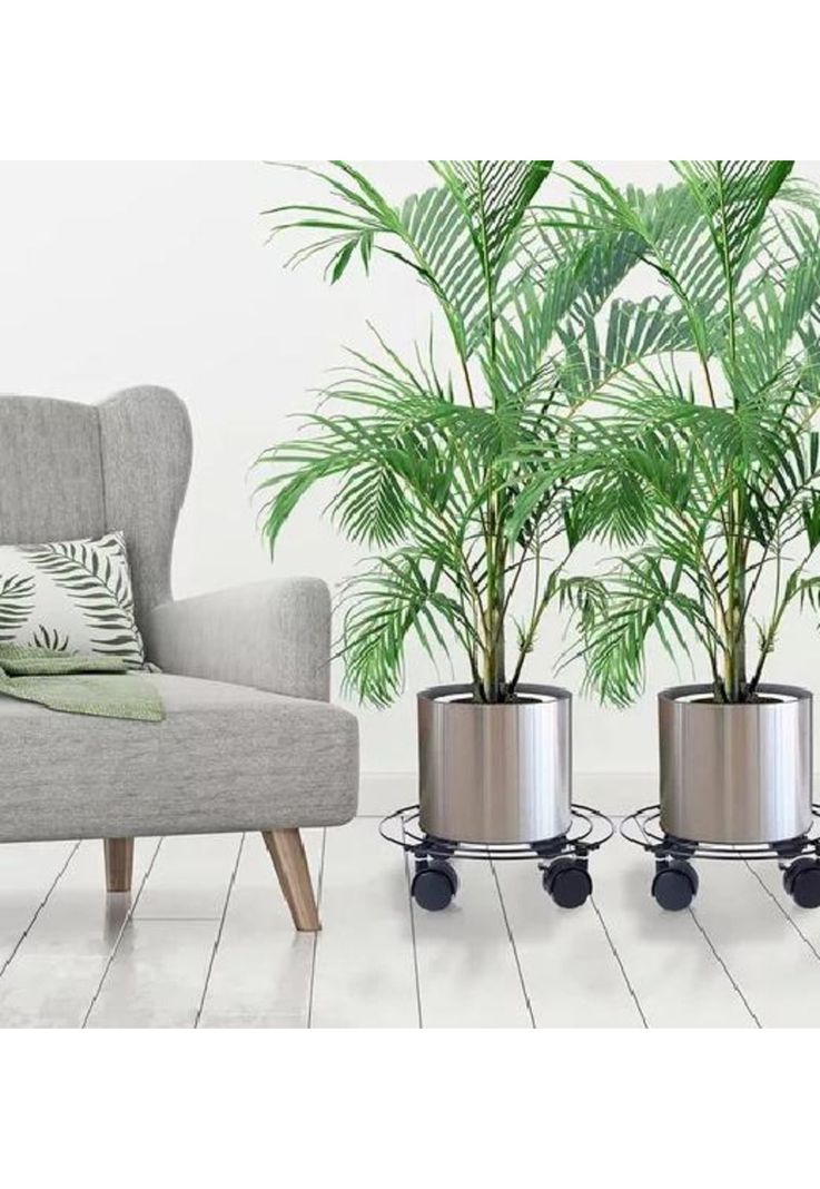 2 Soportes Base para Maceta de Metal con Ruedas-4