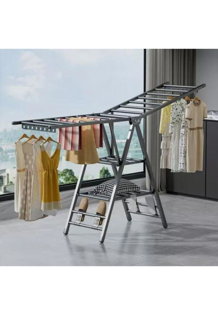 Tendedero plegable acero inoxidable 170 cm, color plateado-3