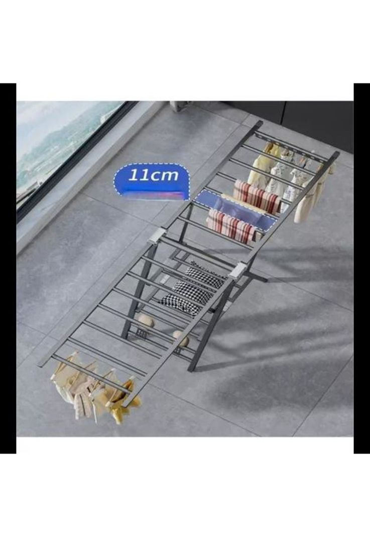 Tendedero plegable acero inoxidable 170 cm, color plateado-6