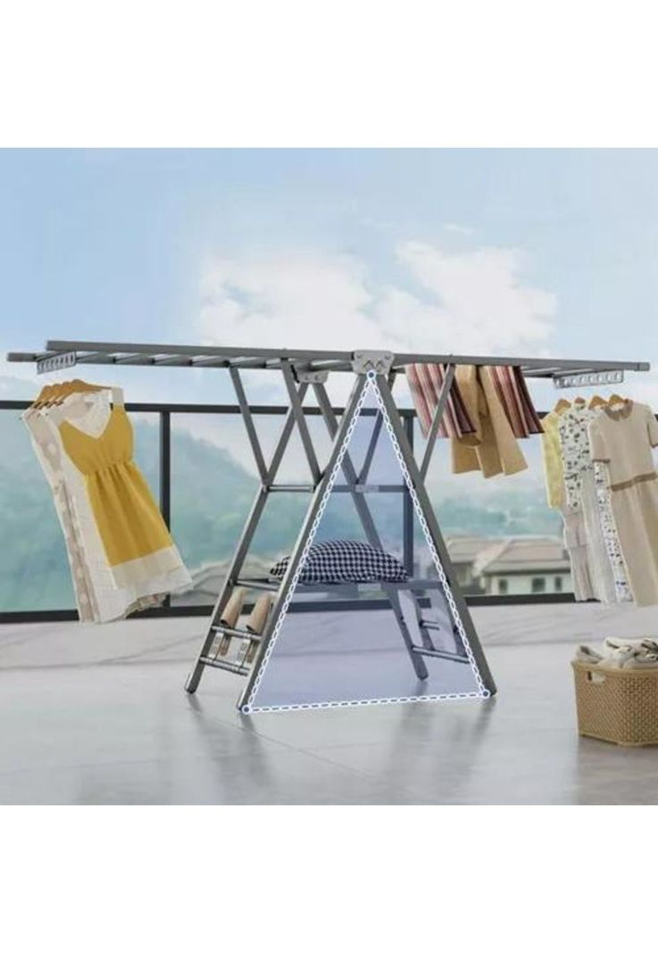 Tendedero plegable acero inoxidable 170 cm, color plateado-7
