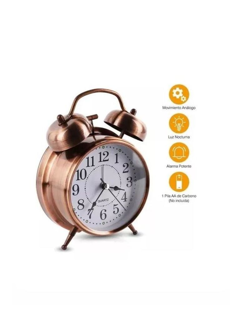 Reloj despertador campana retro analógico-1