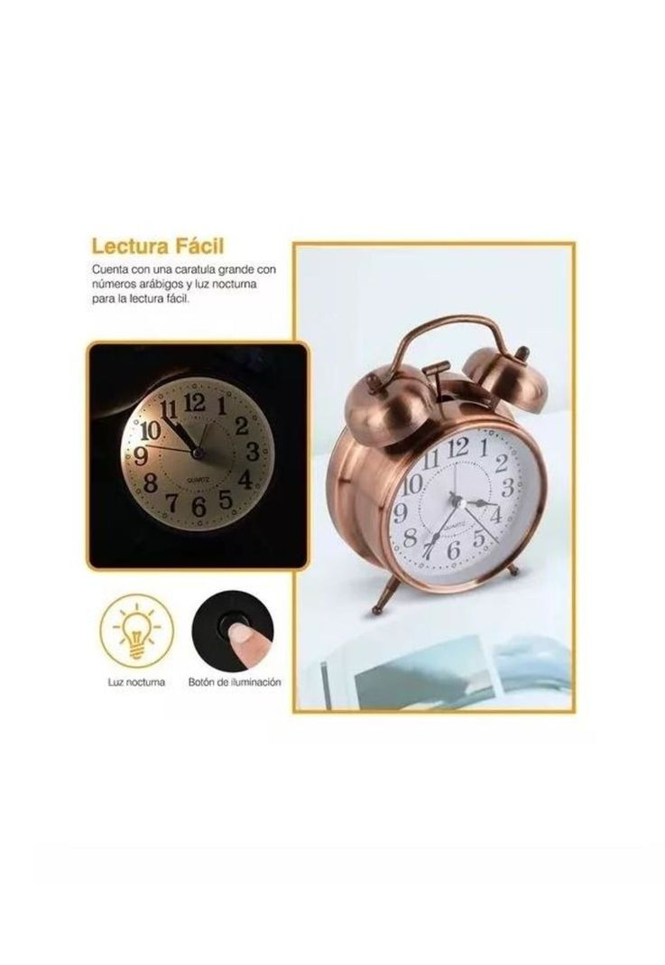 Reloj despertador campana retro analógico-2