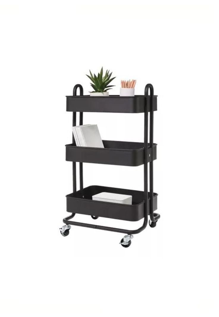 Carrito Organizador Multiuso Con Ruedas Acero Casatua Negro-1