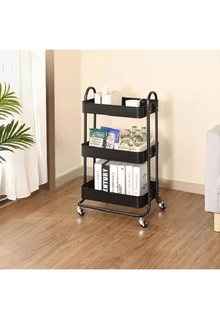 Carrito Organizador Multiuso Con Ruedas Acero Casatua Negro-4