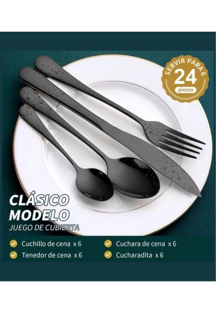 Cuchillería cubiertos lujo maleta negro-2