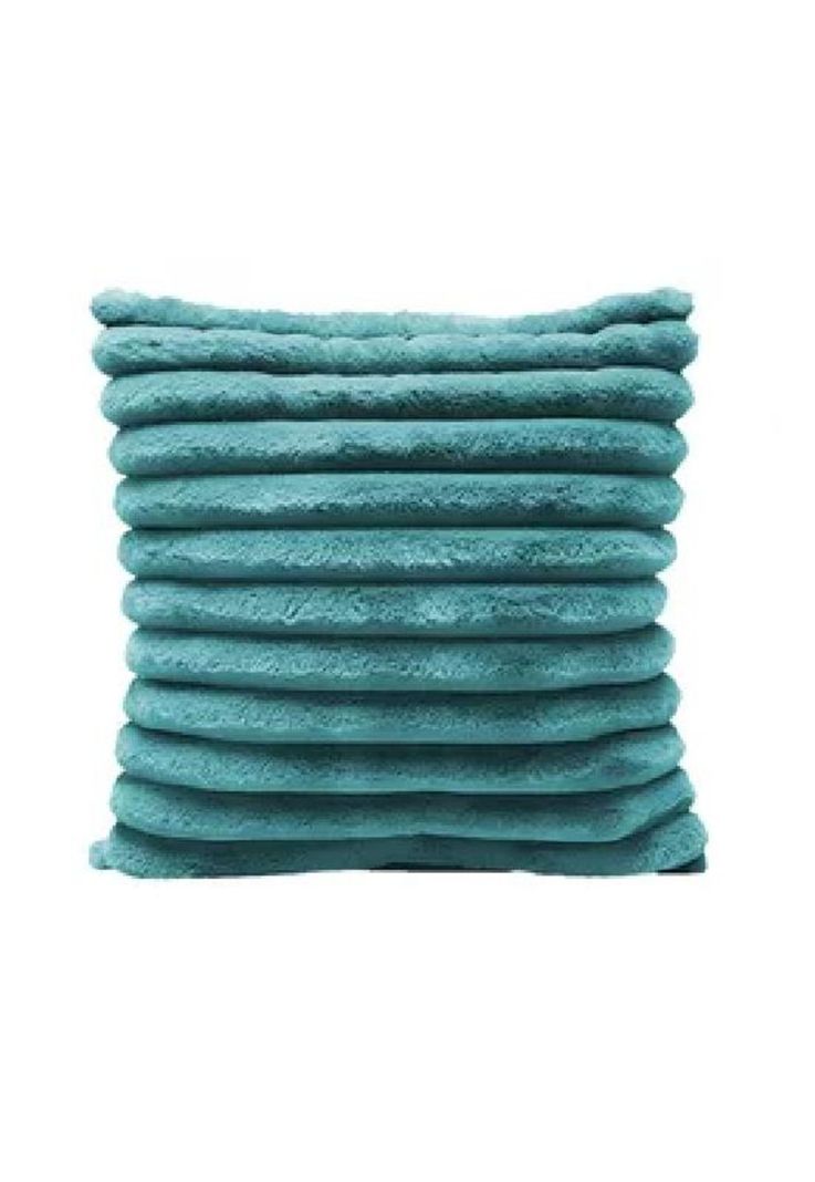 Pack 2 fundas de cojín super suave líneas decoración 43x43 cm color turquesa-0