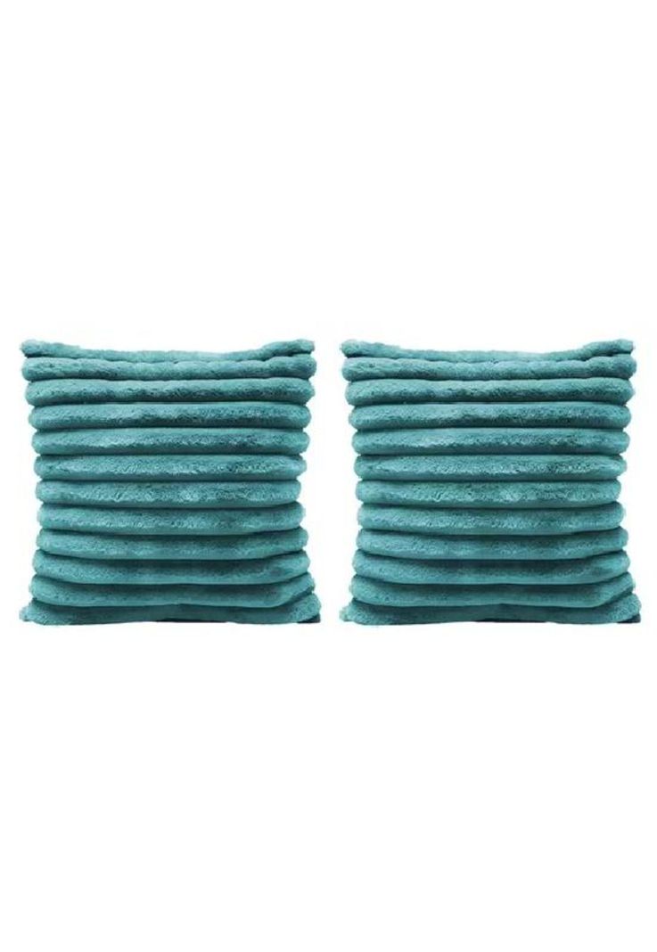 Pack 2 fundas de cojín super suave líneas decoración 43x43 cm color turquesa-1