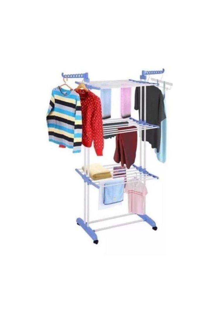 Tendedero ropa colgador plegable 3 niveles, color azul-2