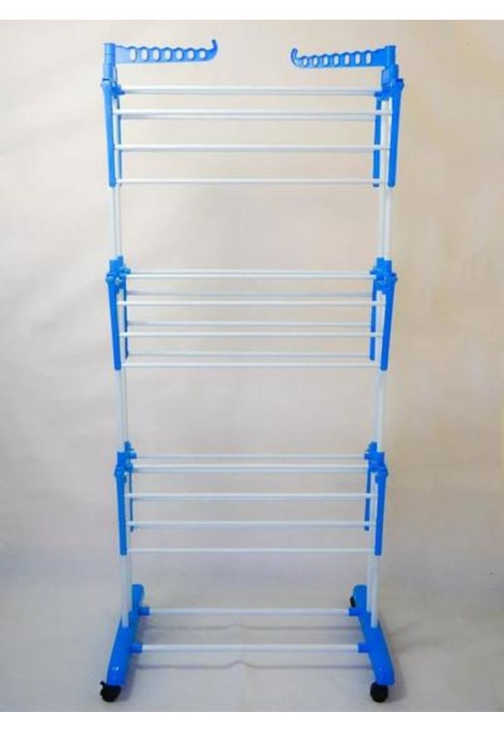 Tendedero ropa colgador plegable 3 niveles, color azul-4