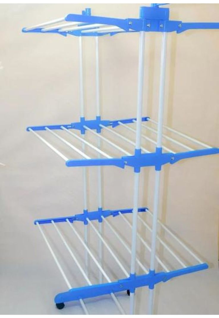 Tendedero ropa colgador plegable 3 niveles, color azul-5