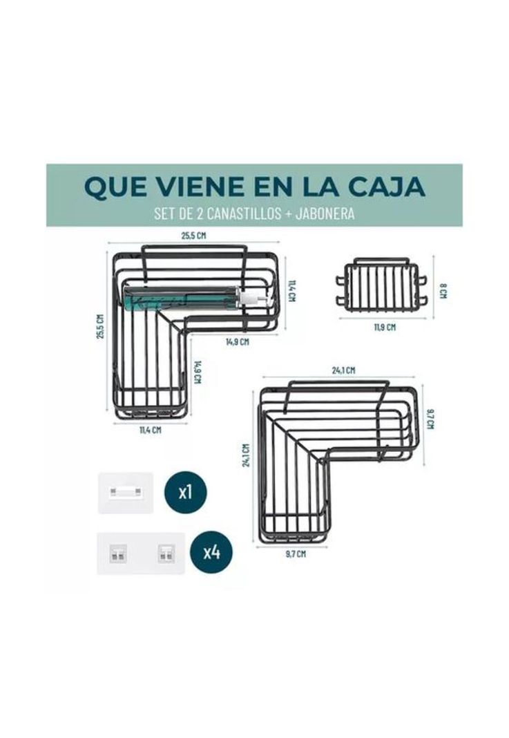 Organizador esquinero de ducha Casatua combo negro-1