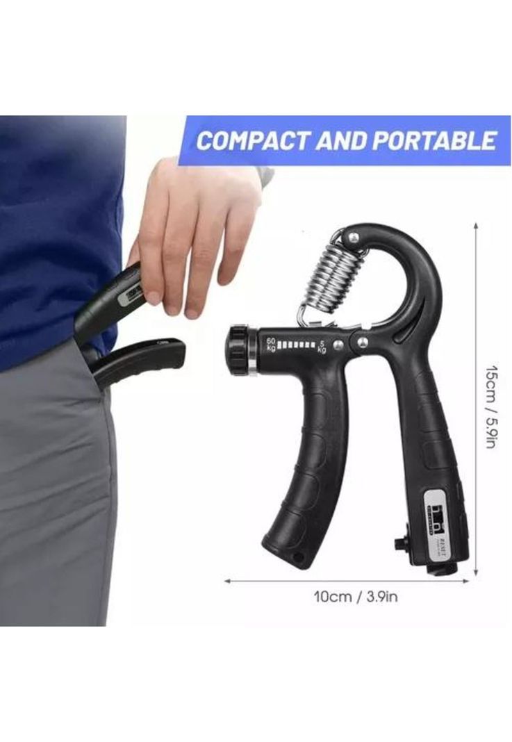 Hand Grip Ejercitador con Contador - 60-10 kg, 60-5 kg, 3 Colores, Color Celeste-5
