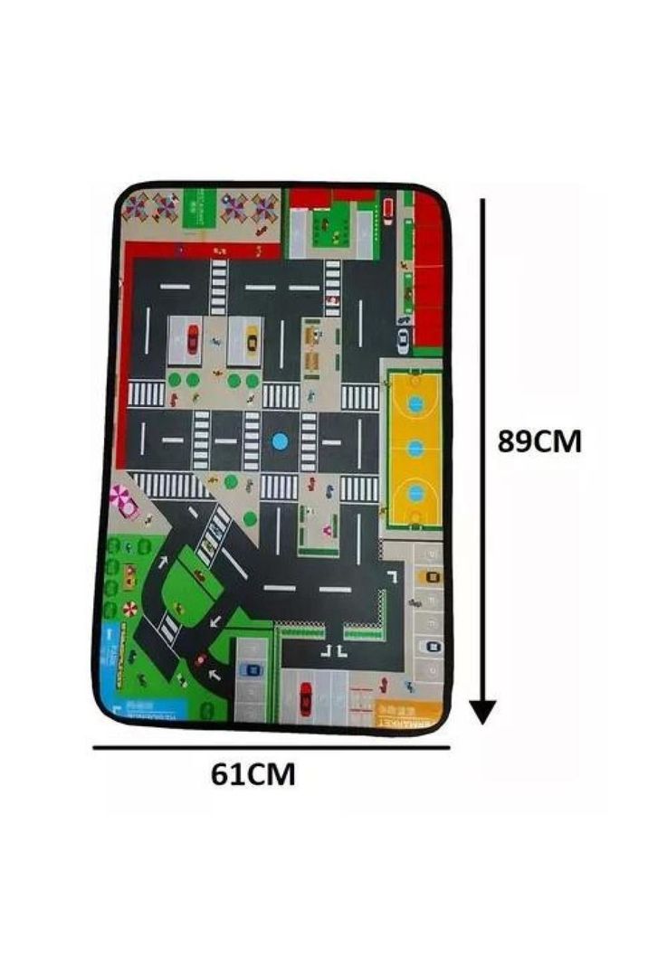 Alfombra Pista Autos Infantil - Antigolpes, Sensorial, 89 x 61 cm-1