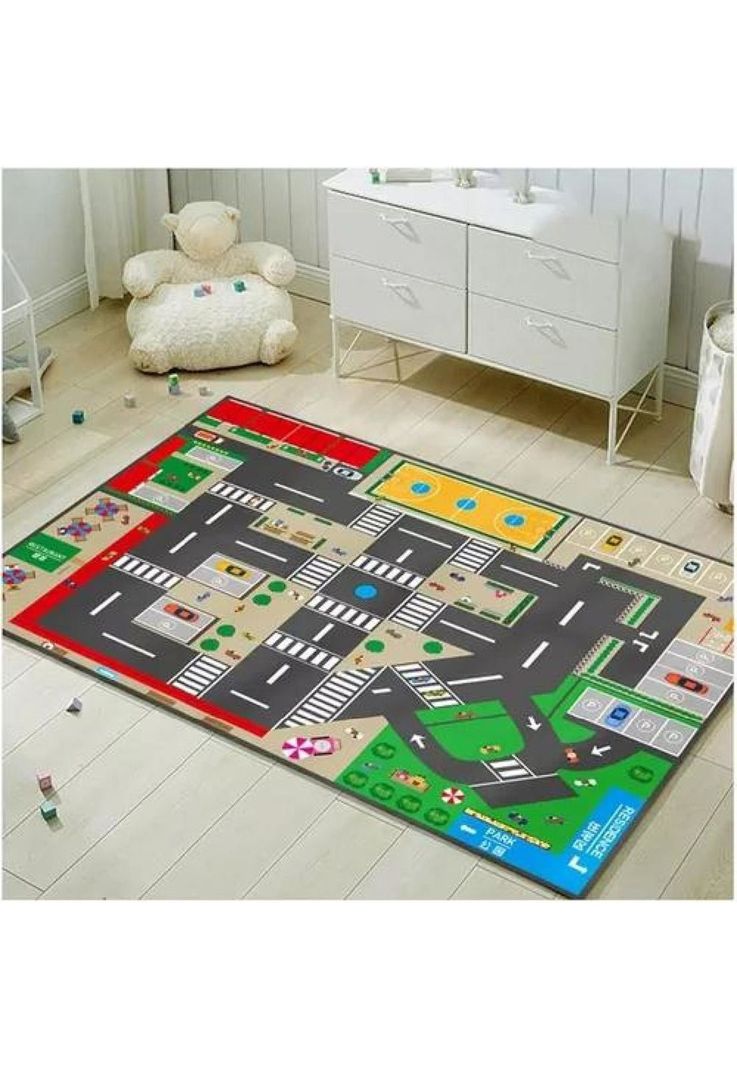 Alfombra Pista Autos Infantil - Antigolpes, Sensorial, 89 x 61 cm-3