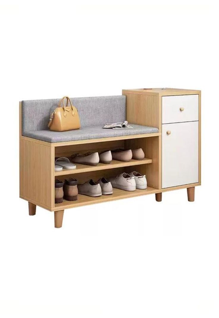Zapatero Organizador Probador Con Cajonera 67x90x32cm Marrón Claro-0