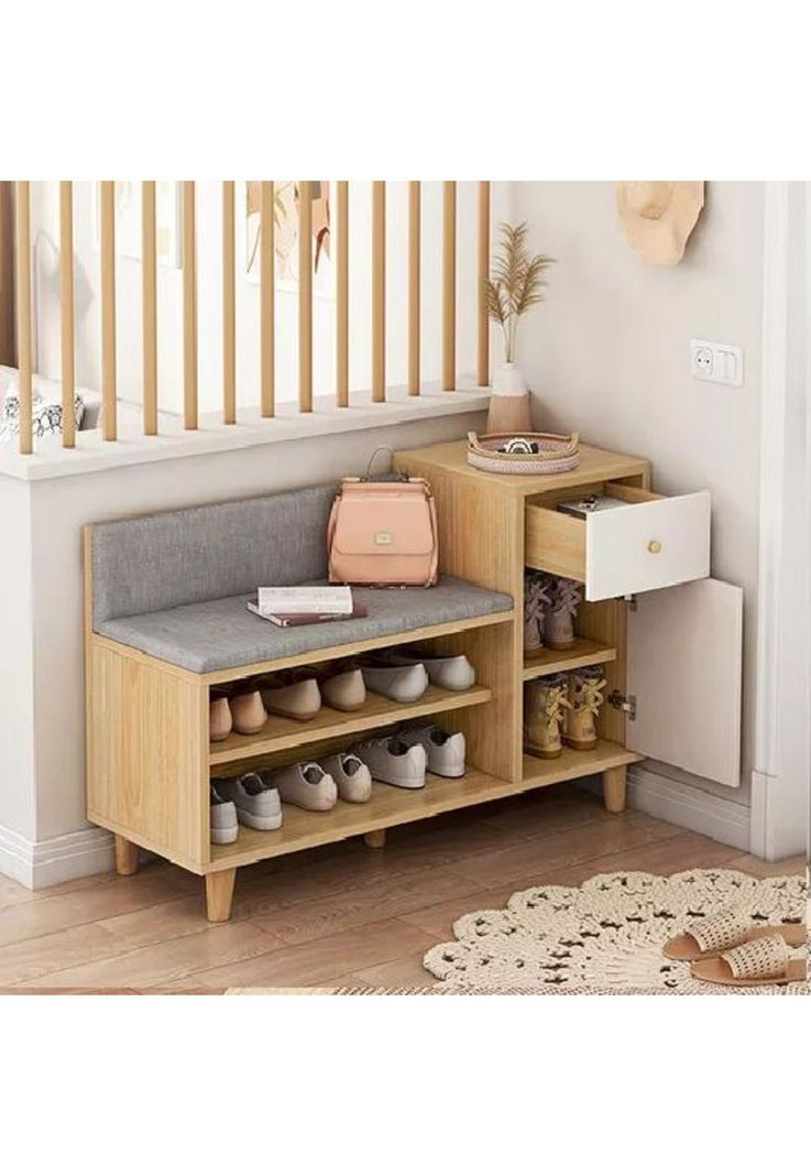 Zapatero Organizador Probador Con Cajonera 67x90x32cm Marrón Claro-3