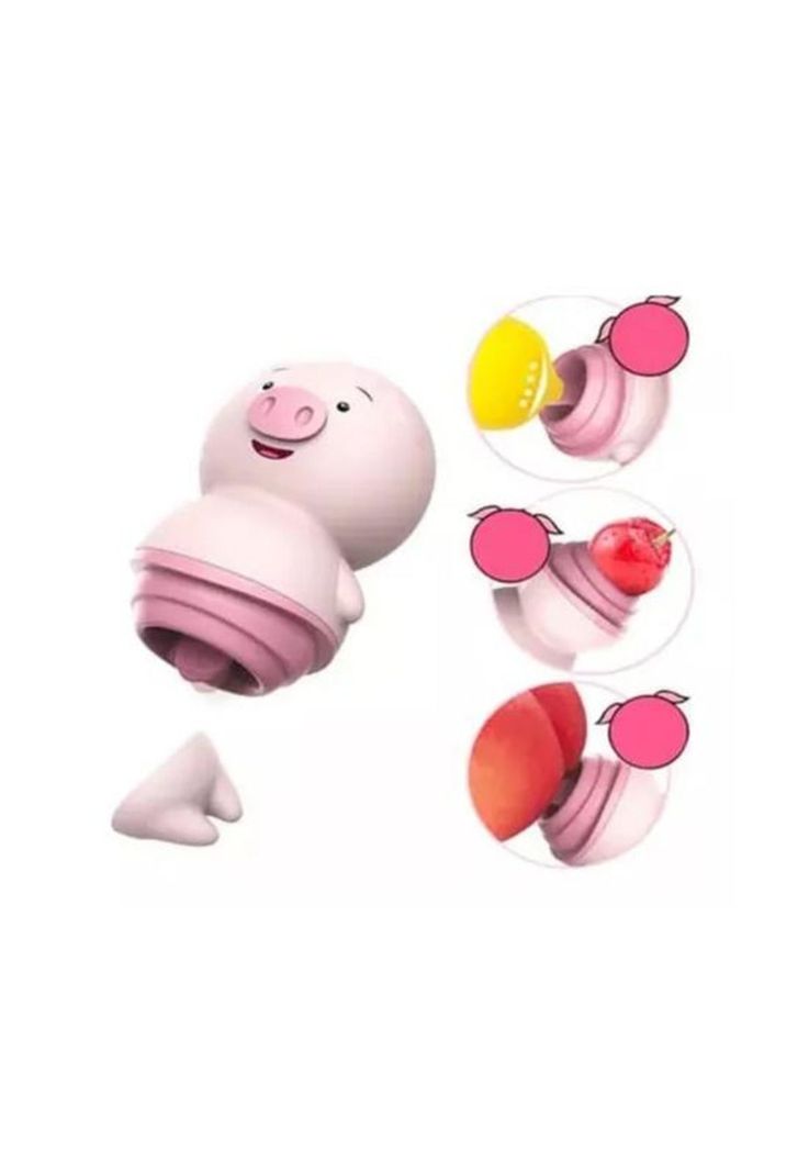 Vibrador lamedor Pig, 4 velocidades, lengua de silicona recargable, color rosa-0