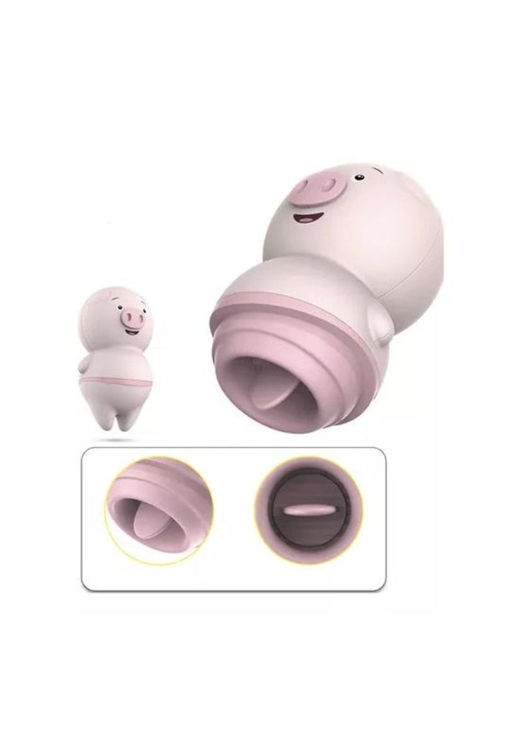 Vibrador lamedor Pig, 4 velocidades, lengua de silicona recargable, color rosa-3