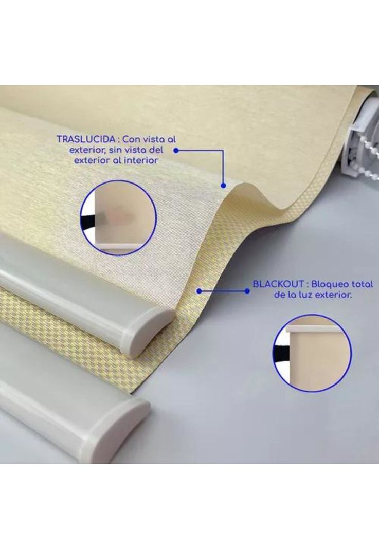 Cortina Roller Blackout 2 Paños 160x240 Doble Visillo Beige Sin Cenefa-4
