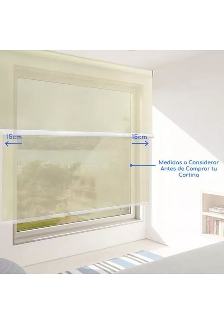 Cortina Roller Blackout 2 Paños 160x240 Doble Visillo Beige Sin Cenefa-6
