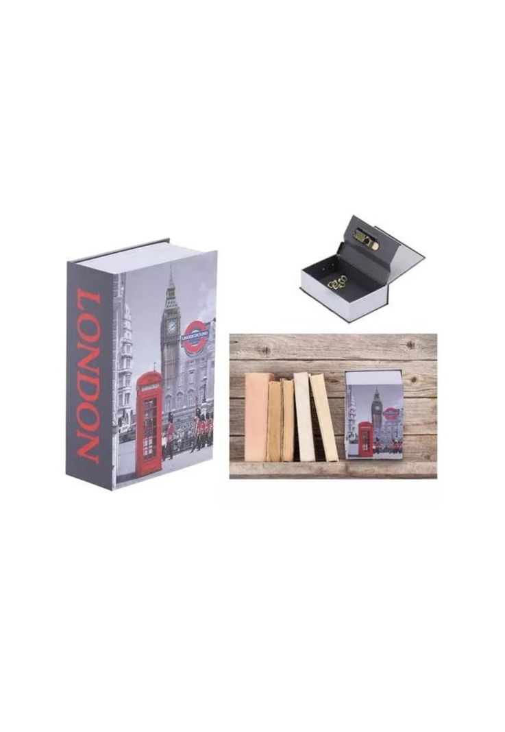 Caja fuerte de seguridad en forma de libro metálica llaves-4