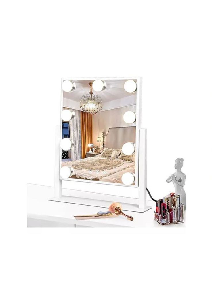 Espejo Maquillaje Tocador 9 Luces LED USB 3 Modos 360°-1