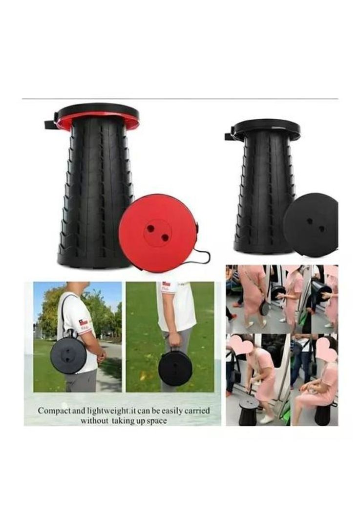 Silla taburete plegable portátil para piso interior y exterior negra-3