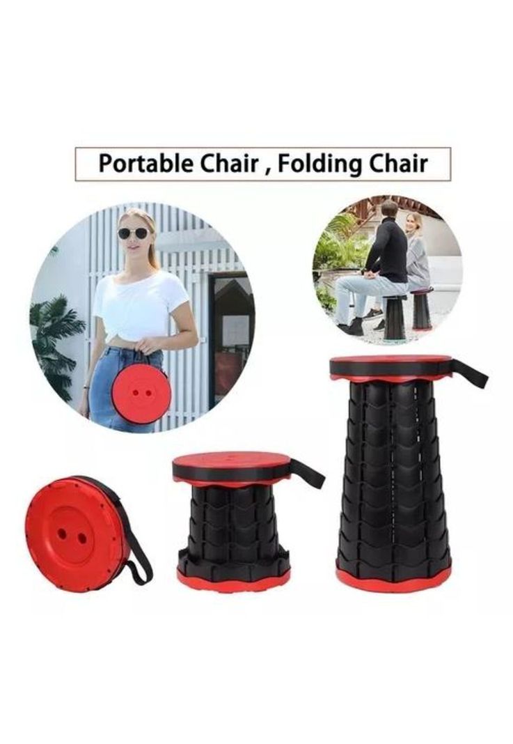Silla taburete plegable portátil para piso interior y exterior negra-4