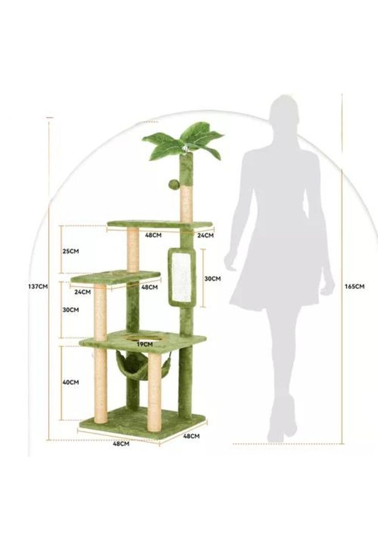 Rascador gatos torre yute michis arbol palmera hojas verde-4