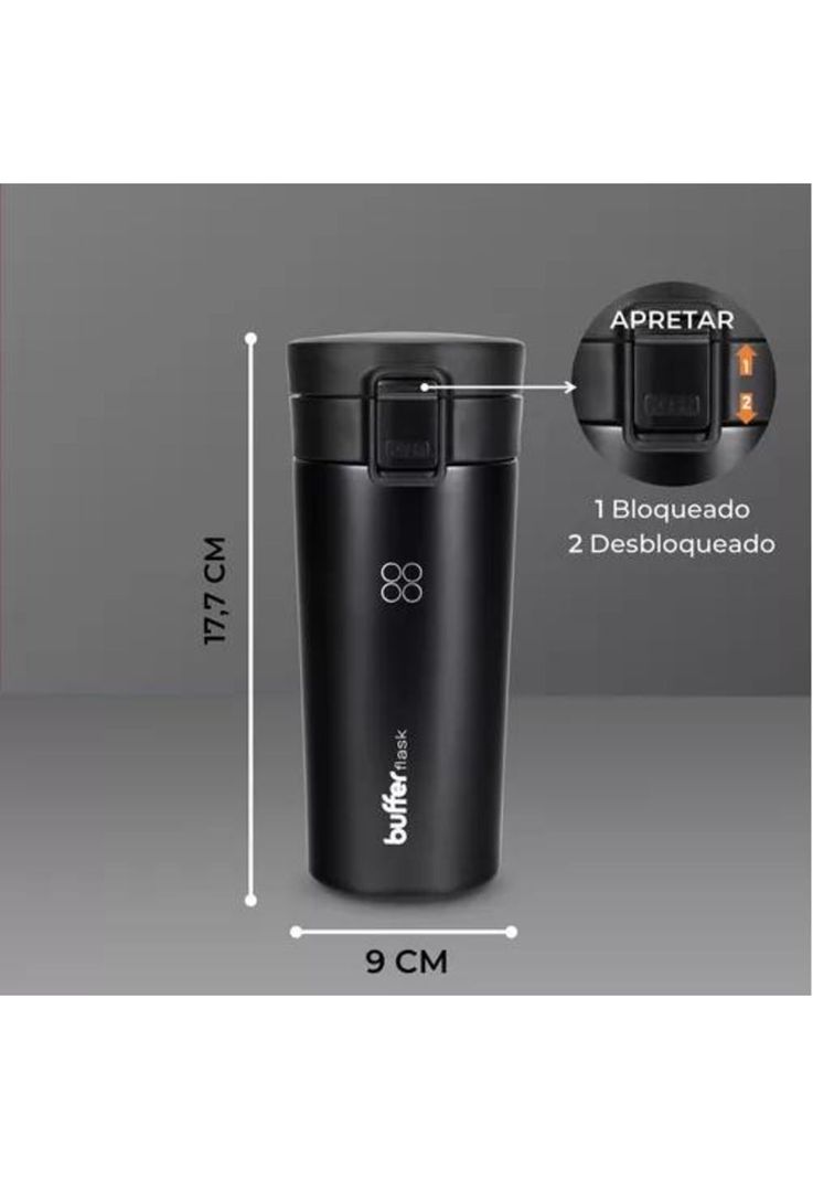 Buffer Termo para Café - Mug, Vaso Térmico, 380 ml, 13 oz, Sellable, Color Negro-5