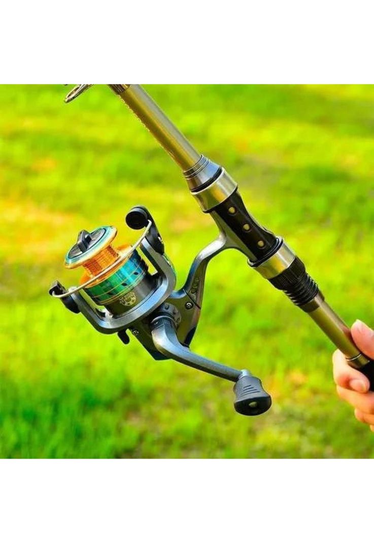 Kit de pesca 1.8 m caña, carrete, señuelo y accesorios multicolor-7