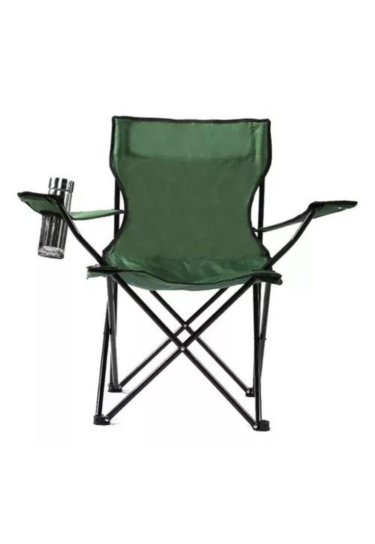 Silla resistente e impermeable plegable con portavasos verdes-0