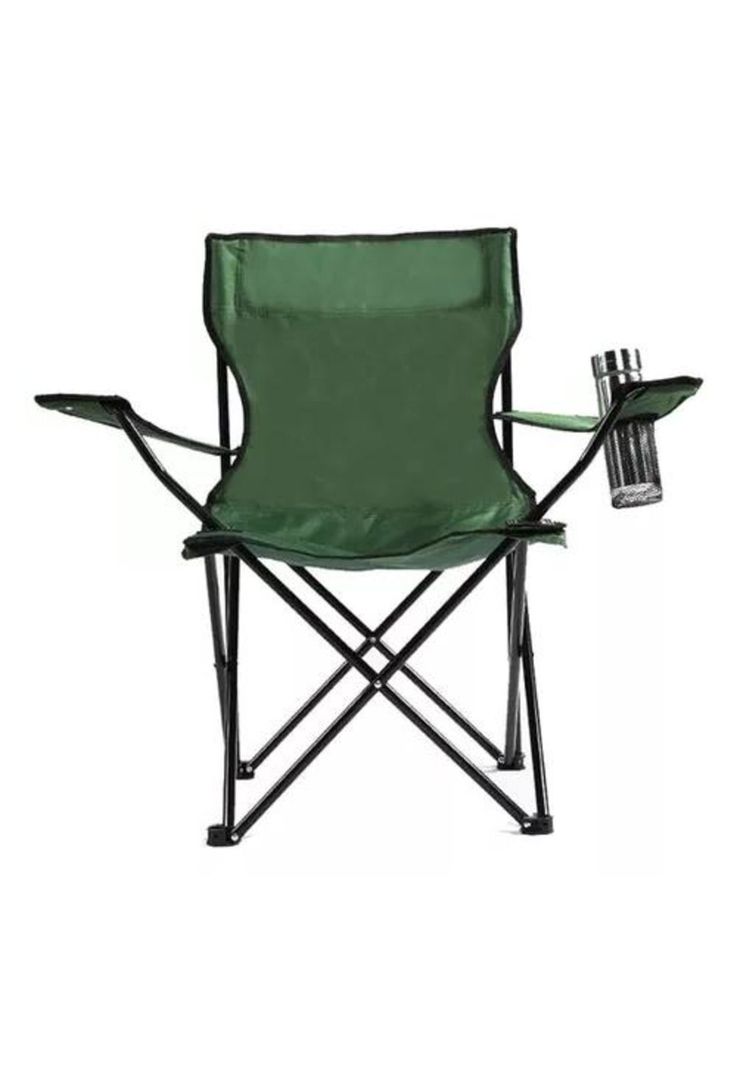 Silla resistente e impermeable plegable con portavasos verdes-1