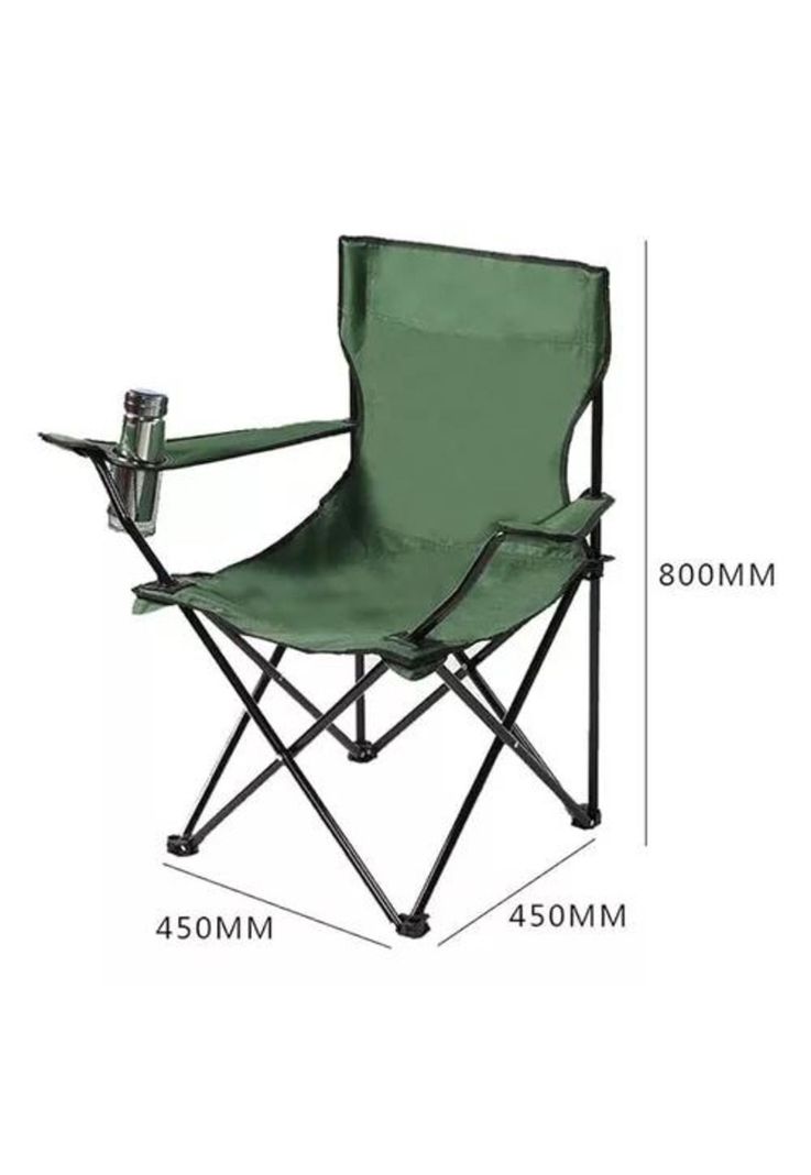 Silla resistente e impermeable plegable con portavasos verdes-2