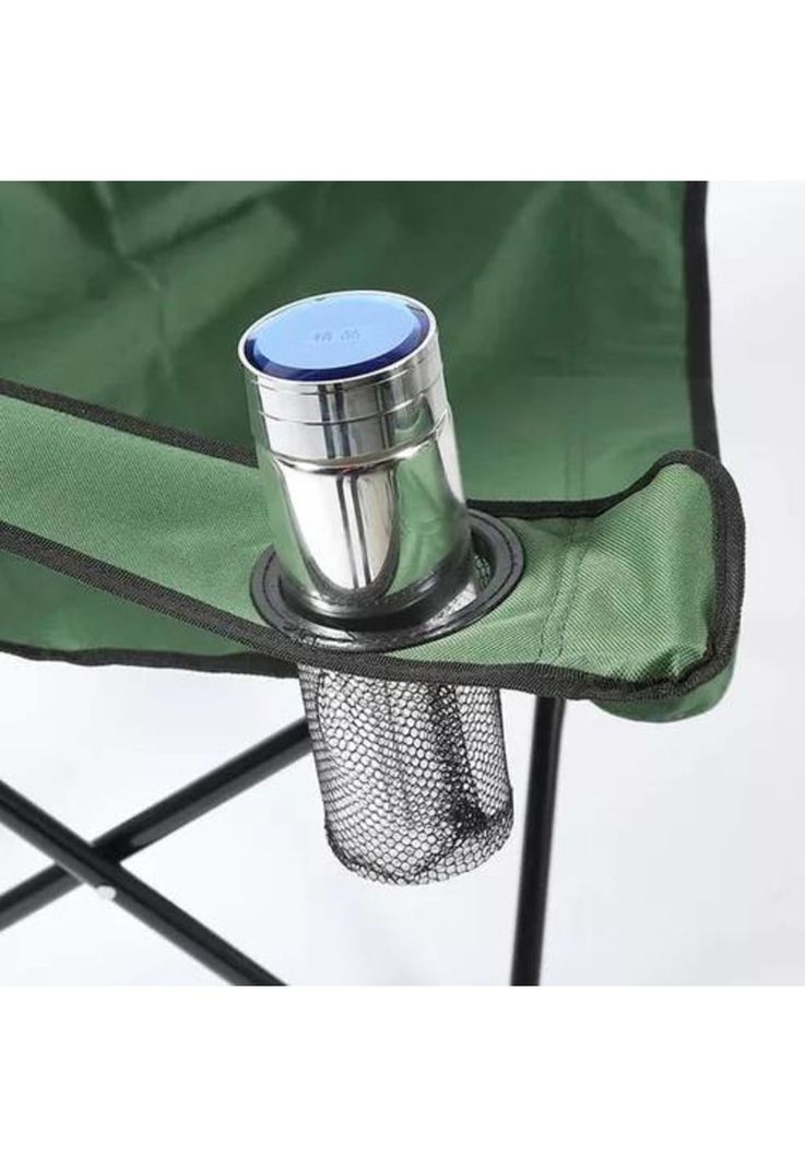 Silla resistente e impermeable plegable con portavasos verdes-4